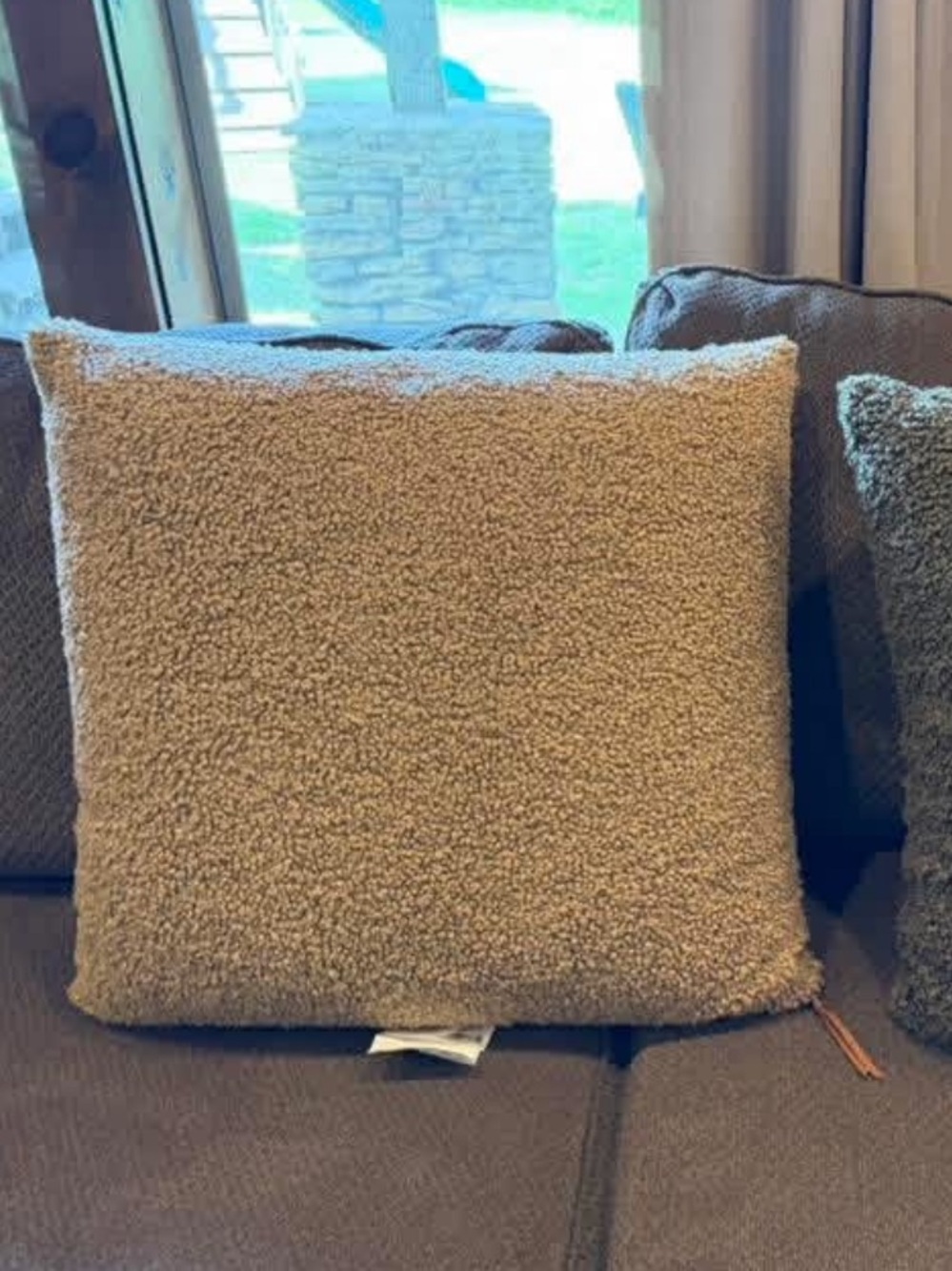 24” Threshold camel Boucle Square Throw Pillow - camel in color